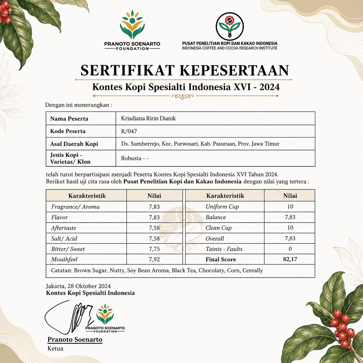 Kontes Kopi Spesialti Indonesia XVI 2024